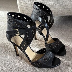 Ivanka Trump Black gold studded leather Heels